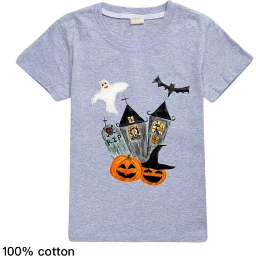 2020 New Halloween Style Pumpkin Print Boys T Shirts Baby Cartoon Children Kids Clothes Festival Birthday Tshirt Camiseta Roupas