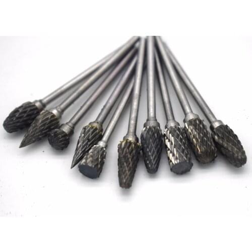 New Jewelry Tool 10 PCS Tungsten Carbide Single Cut Rotary Burr SET Fit Dremel Rotary Tool