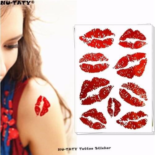 Nu-TATY Sexy Red Lips Temporary Tattoo Body Art Flash Tattoo Stickers 17*10cm Waterproof Fake Tatoo Car Styling Wall Sticker