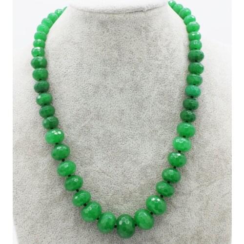 Green jasper roundel faceted 8-20mm necklace 18inch wholesale beads nature xmas gift