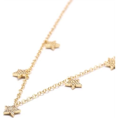 New fashion Cubic Zircon Gold Color 5 Star Pendant Necklace High Quality Crystal Chore stars Necklace For Women Jewelry 2020