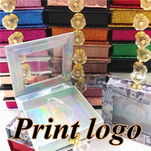 Free logo wholesales Crystal handle NEW 25mm False Eyelashes Packaging Box Lash Boxes Fake 3d Mink Lashes Glitter Case empty