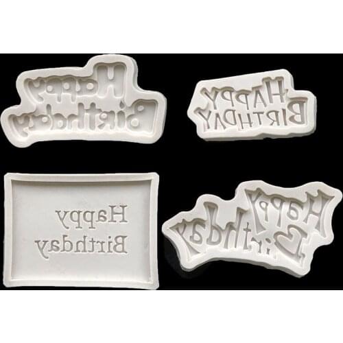 4 Sizes DIY Happy Birthday Letter form Silicone Mold Chocolate Fondant Cake Decoration Tools Cupcake Mould