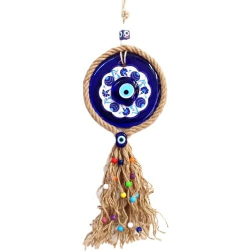 Glass Evil Eye Beaded Straw Braided Evil Eye