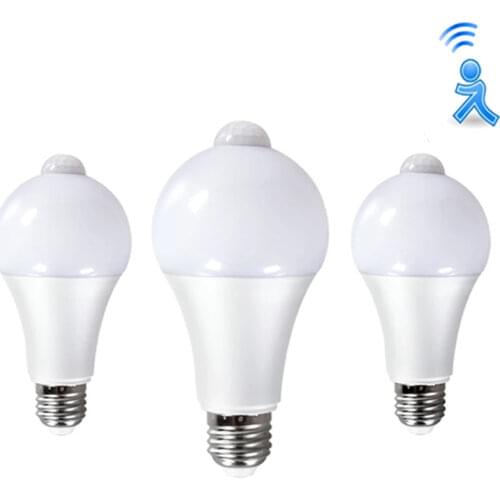 LED Bulb Motion Sensor Lamp 220V Led Bulb 9W 12W 18W E27 Light Auto Smart Led Infrared Body Lamp With Motion Sensor Lights
