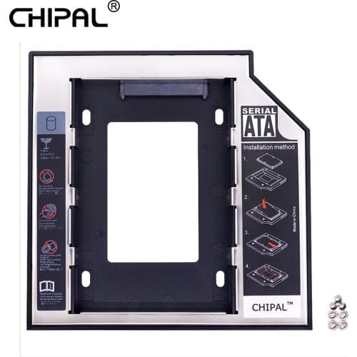 CHIPAL Universal 2nd HDD Caddy 12.7mm SATA 3.0 2.5 " SSD Hard Drive Case Adapter + LED Indicator for Laptop CD DVD-ROM Optibay