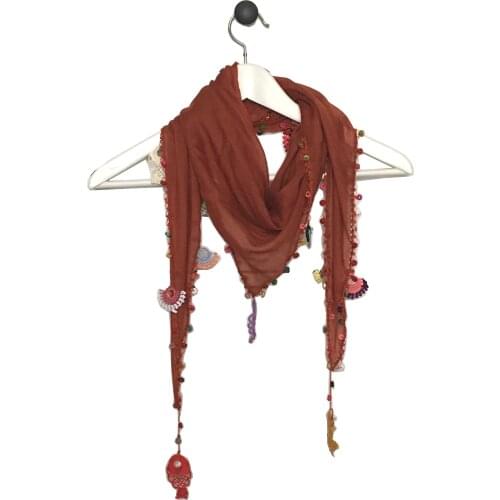 Pafuli Hand Embroidered Beaded Ethnic Foulard Tile Color