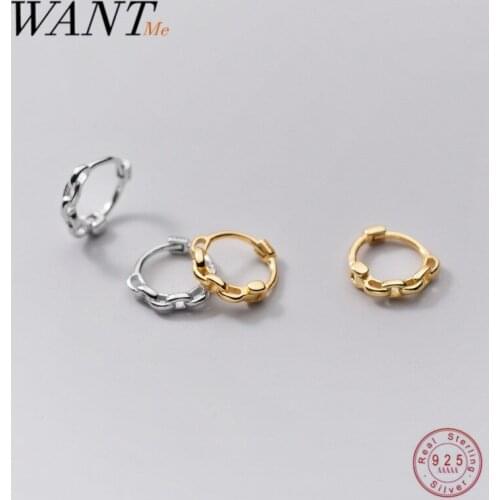 WANTME Real 925 Sterling Silver Minimalist Punk Cuban Link Chain Gothic Hoop Earrings for Women Hip Hop Party Jewelry Trend 2021