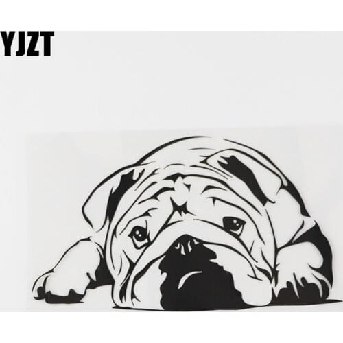 YJZT 16.2CMX9.2CM Cute English Bulldog Pets Dogs Vinyl Car Sticker Black/Silver 8A-0542