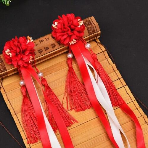 Girl Women Japanese Anime Lolita Flower Lace Ribbon Tassel Hairpin Cosplay Costume Hair Accessories Props