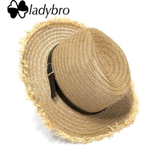 Ladybro Women Sun Hat Men Straw Hat Summer Wide Brim Beach Casual Panama Hat Female Trip Jazz Visor Cap Unisex Chapeau Male