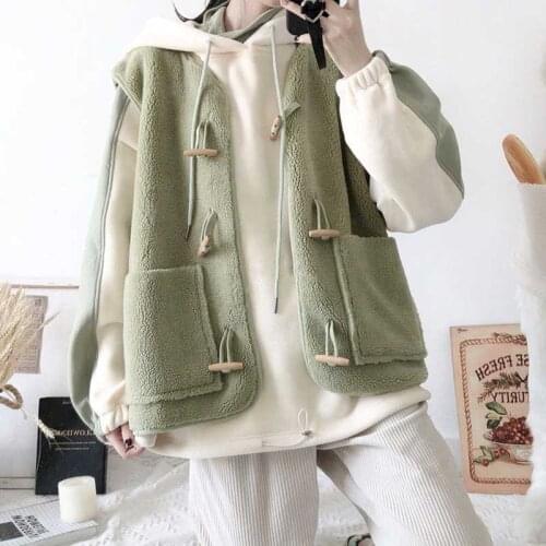 The new three-piece horn buckle waistcoat vest + hooded sweater + corduroy casual pants spring and autumn fashion suit womens