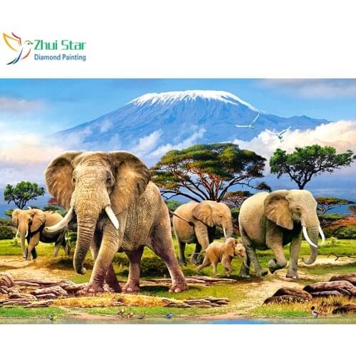 Zhui star 5d diy full square drill diamond painting embroidery elephant family Cross stitch Rhinestone mosaic home decor gift