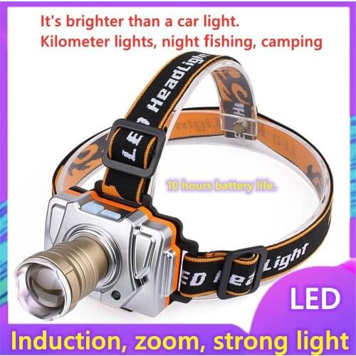 Zoom Headlight Strong Light LED Outdoor Lighting Miners Lamp Super Bright Head-Mounted Flashlight Induction Night Lamp