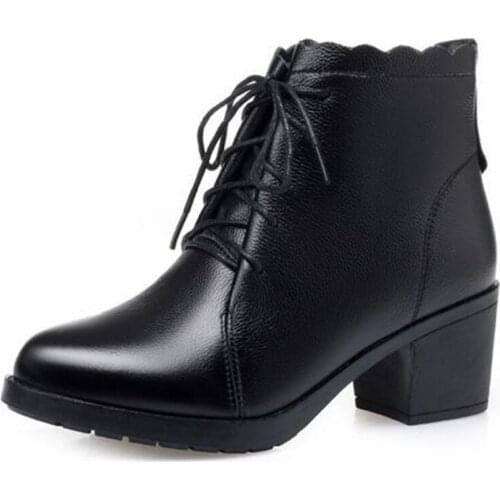 ZXRYXGS Top Cowhide Martin Boots for Women Shoes Ankle Boots 2021 New Spring Lace-up Thick Heel Non-slip Comfortable Women Boots