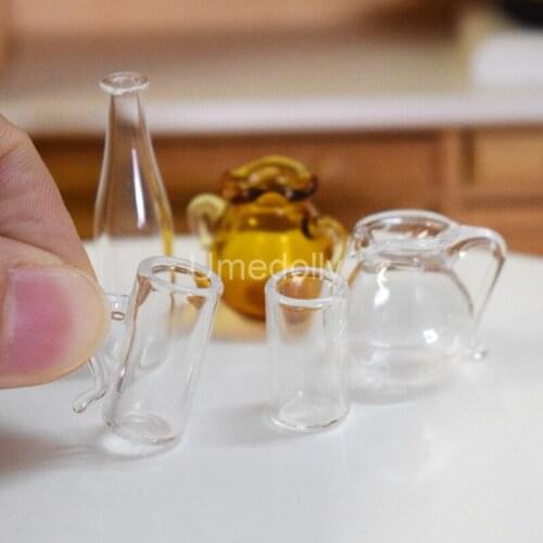 1/6 1/12 Dollhouse Miniature Glass Mini Cup Bottle Pretend Play Kitchen Accessories for Pullip Blyth Barbies Doll Toy