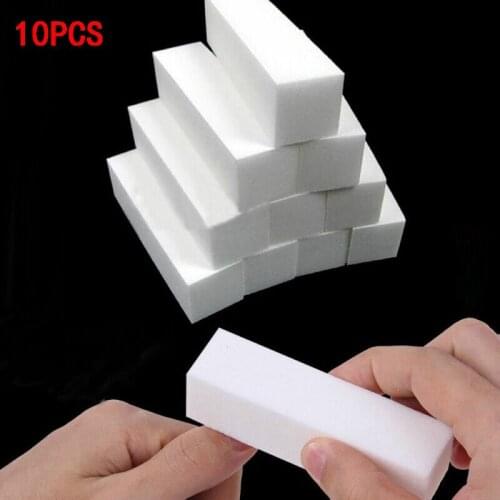 10pcs/Lot White Nail Art Buffer Nail File Standing Block Tips Reusable Files Manicure Pedicure Tool for UV Gel Polish