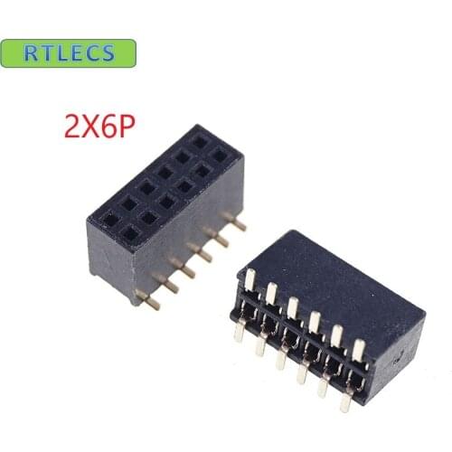 1000pcs 2x6 P 12 pin 1.27mm Pitch Pin Header Female dual row SMT straight Surface Mount PCB Rohs Lead free