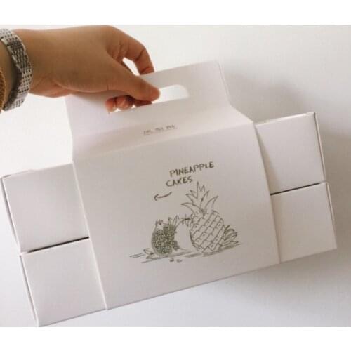 3PCS Kraft Paper Pineapple Cake Box Set Cookie Gift Baking Package Tote Bag Wedding Party Candy Favour Paper Gift Bag Boxes