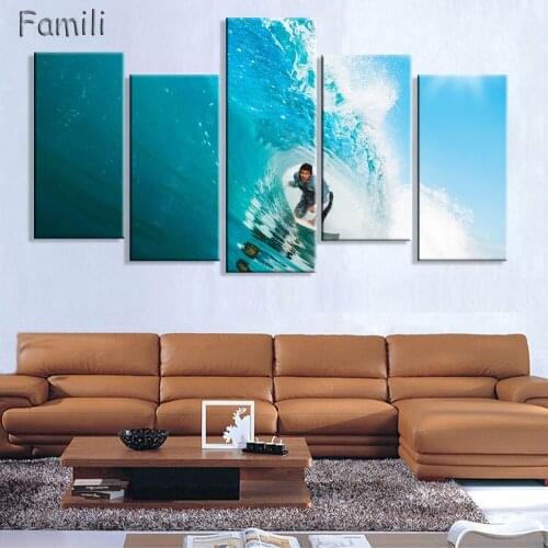 5Panel Wall Art Painting Canvas Painting Surf At Sea Natural Beauty Painting Modern Picture Home Decor For Living Room gift