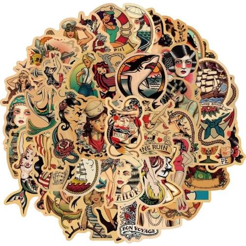 50/100Pcs Retro Sexy Pin Up Girl Stickers for Skateboard Laptop Guitar Car Scrapbooking PVC Personality Decal Toy Kids Sticker