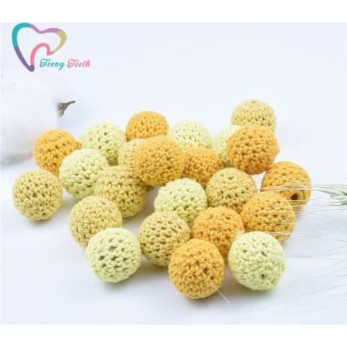 50 PCS Crochet Round Wooden Beads 16-20MM Mix Ball Knit Wood Beads Crochet Beads Baby Teething Crochet Loose Beads Free Shipping
