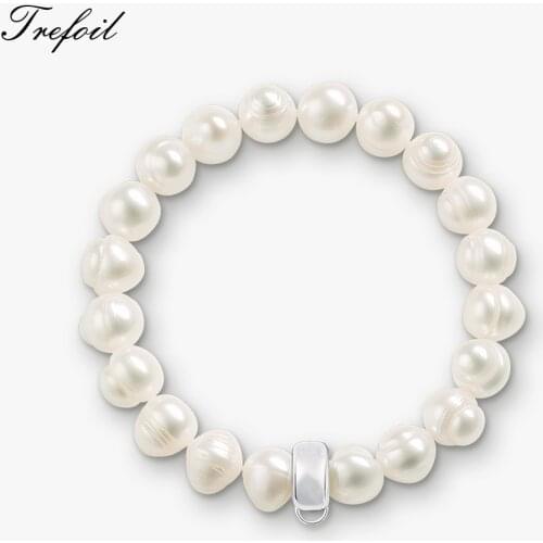 Charms Bracelets with Freshwater Pearl Beads, 925 Sterling Silver Fashion Jewelry Carrier Gift for Women Girls Bijoux Femme