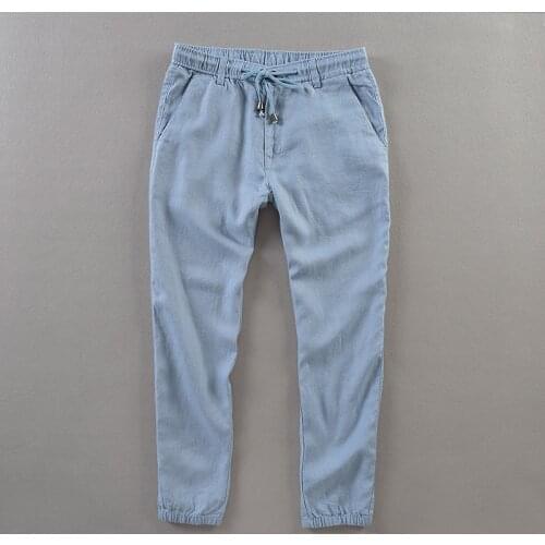 Brazil style linen pants men loose elastic trousers mens casual ankle-length men pants brand spring trousers men pantalon 30-40