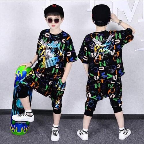 Childrens Clothing Boys Summer Suit 2021 New Boy Sports Clothes Teenager Children Summer Short Sleeves Tracksuits