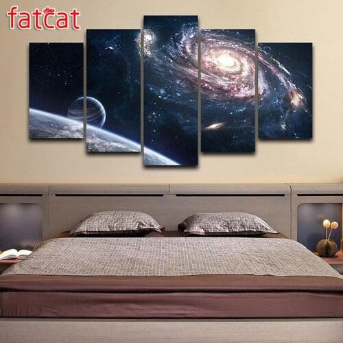 FATCAT 5 Pieces Outer Space Planet Pictures 5D Diy Diamond Painting Full Diamond Embroidery Sale Needlework Home Decor AE979
