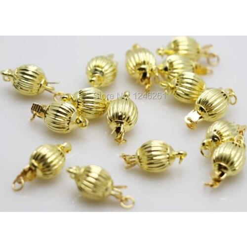 10PCS Hot Snap Gold-Color Lantern Beads Clasp Button Fittings For Accessory Girl Jewelry Making Design Machining Metal Parts 8mm