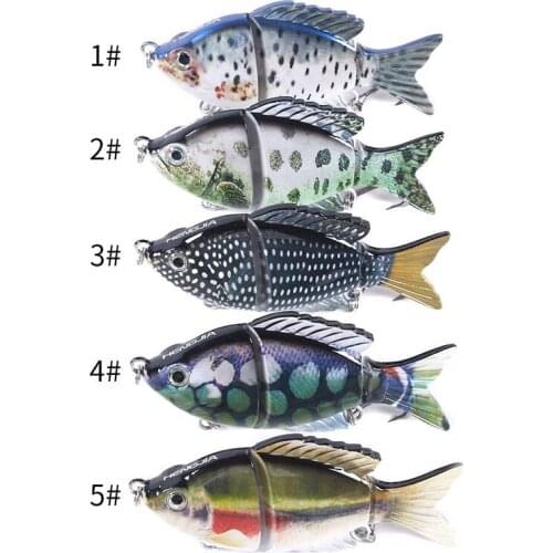 Artificial Two Multi-section 5Colors 9.5cm/22g 3D Eyes With Hook ABS Plastic Hard Bait 6# Anti-corrosion Bionic Bait Fishing