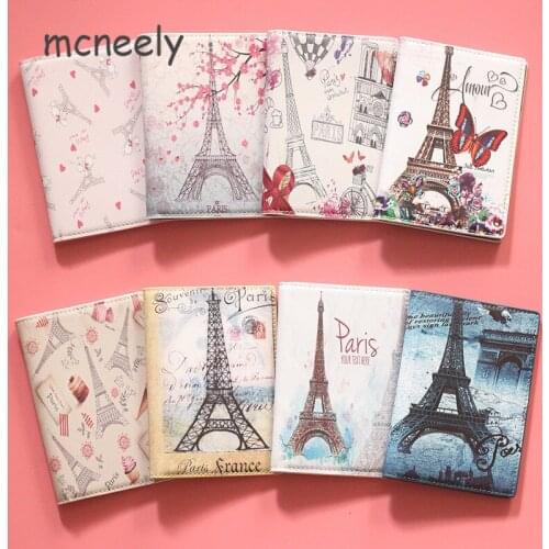 A famous build in France Eiffel Tower Passport Cover PU Leather Multifunctional passport Holder Credit Card&Document Card Case