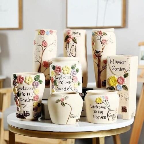 Stoneware Bonsai pot Cactus plant pots Ceramic macetas decorativas home garden Big Flower pot succulent outdoor Maceta casa