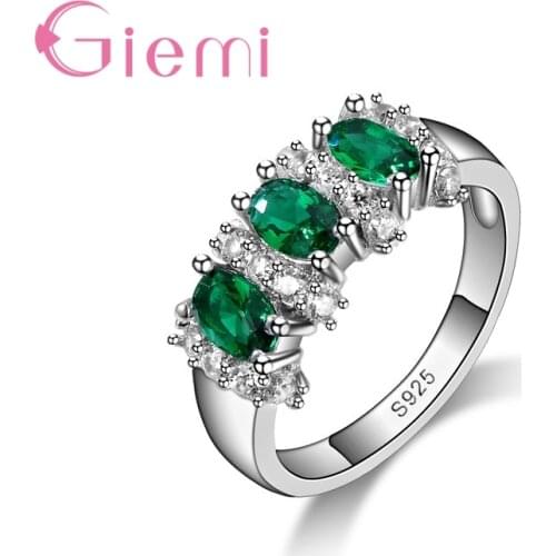 Special Sale Fine 925 Sterling Silver Jewelry Oval Cut Champagne Blue Green Red CZ Crystal Stone Finger Rings for Women Girls