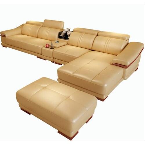 Living Room Sofa set furniture real genuine cow leather sofas recliner couch puff asiento muebles de sala canape L sofa cama