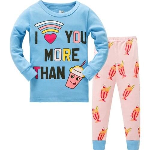 Children Sets Boys Letter Print Cartoon Nightwear Girls Family Pajamas Kids Clothes Sleepwear Baby Cotton Pyjamas