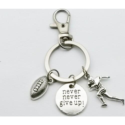 Creative Rugby Player Model Pendant Key Chain Cute Never Give Up Keychain Fan Souvenir Mens Gift Fashion Keychain Game Festival