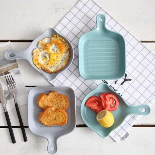 Non stick kitchen utensils Western food plate frying egg pan baking plate ceramic pot cheese bake plate oven baking with handle