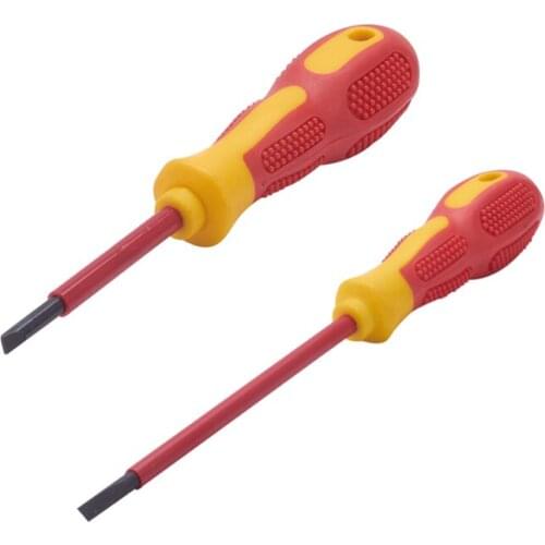 3~6mm Tip Two-Color Insulated Slotted Screwdrivers Magnetic CRV Double-Color Flathead Screwdriver With PP-PTR Handle