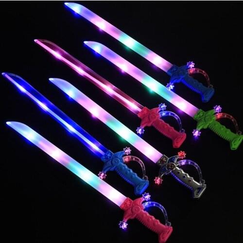 Floor stand toy colorful LED flash transparent toy sword induction voice childrens toys night market toy props