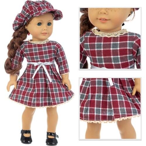 NewHat with red plaid skirt suits Fit For American Girl Doll 18 Inch Doll Clothes , Shoes are not included