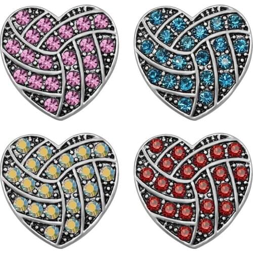 New KZ3159 Beauty Rhinestone hearts 20MM snap buttons fit 18mm snap jewelry wholesale
