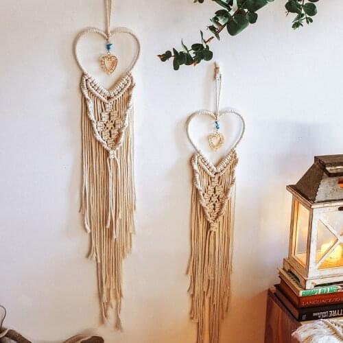 New Heart Star Macrame Pendant Wall Hanging Tapestry Nordic Dream Catchers Wedding Room Backdrop Decoration Hand-wove Lover Gift