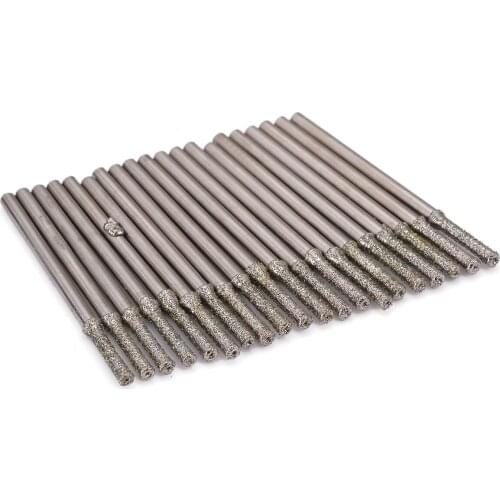 20Pcs/Set 2mm Diamond Coated Hole Saw Solid Drill Bit For Glass Tile Ceramic Marble Power Tools 2.35mm Shank