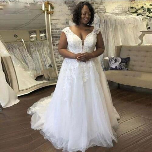 2020 wedding dress A line deep cut marriage dress Customize zipper back vestido de noiva pleated Arica suknia slubna plus size