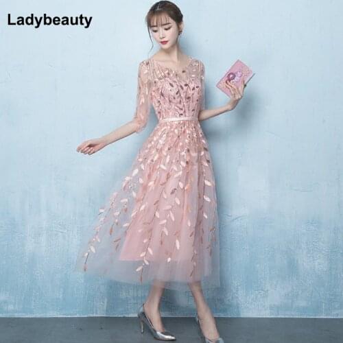 Ladybeauty 2019 New Short Prom Dresses Vestido Elegant Pattern Illusion Party Formal Gown plus size Robe De Soiree