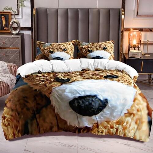 3D Injured Bear Toy Print Duvet Cover with Kids Bedding Comforter Cover Sets Zipper Closure Corner Ties Boys Girls Quilt Cover