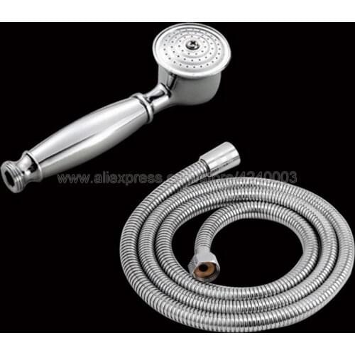 Polished Chrome Brass Telephone Style Bathroom Shower Head Water Saving Hand Held Shower Head Spray &1.5m Hose Kxz047