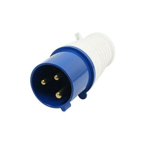 AC 220-250V 32A IP44 3-Pin Male Industrial Waterproof Plug Blue White